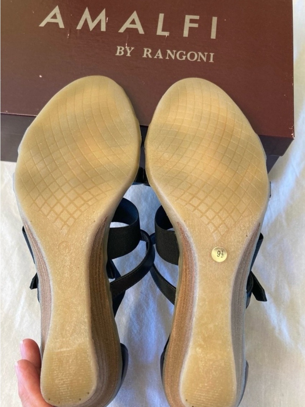 Calf leather strappy wedge heel sandals made in Italy - Picture 5 of 11